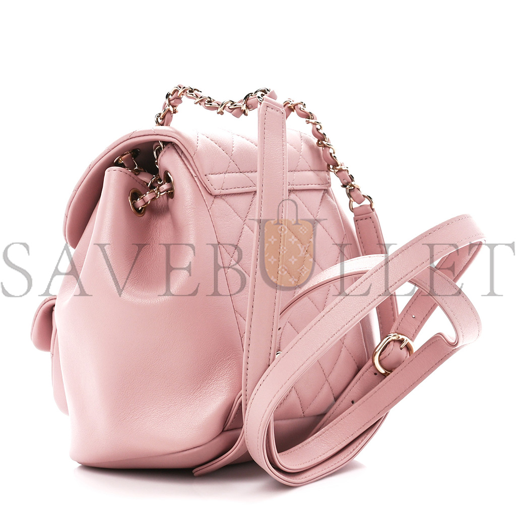 CHANEL MASTER LAMBSKIN QUILTED SMALL DUMA DRAWSTRING BACKPACK LIGHT PINK AS2908 (18.5*18*12cm)